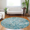 Piper Looms Mayfield Diamond AMF768 Teal Machine Washable Area Rug Round Lifestyle Image Feature