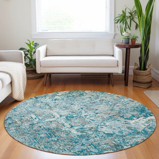 Piper Looms Mayfield Diamond AMF768 Teal Machine Washable Area Rug Round Lifestyle Image Feature