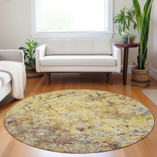 Piper Looms Mayfield Diamond AMF768 Wheat Machine Washable Area Rug Round Lifestyle Image Feature