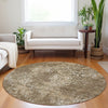 Piper Looms Mayfield Lattice AMF769 Brown Machine Washable Area Rug Round Lifestyle Image Feature