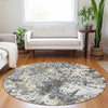 Piper Looms Mayfield Lattice AMF769 Charcoal Machine Washable Area Rug Round Lifestyle Image Feature