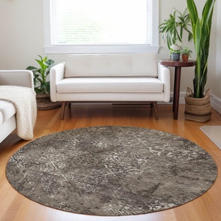 Piper Looms Mayfield Lattice AMF769 Fudge Machine Washable Area Rug Round Lifestyle Image Feature