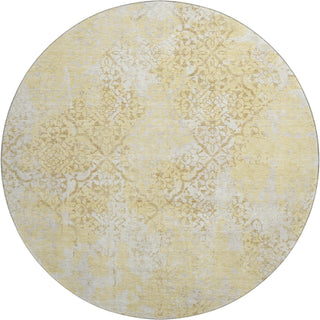 Piper Looms Mayfield Lattice AMF769 Gold Machine Washable Area Rug Round Main Image