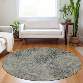 Piper Looms Mayfield Lattice AMF769 Taupe Machine Washable Area Rug Round Lifestyle Image Feature