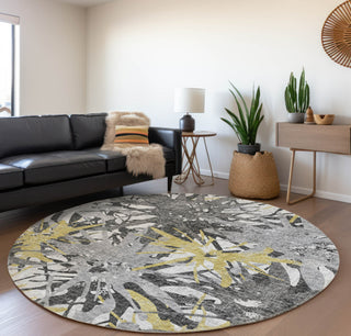 Piper Looms Mayfield Tropical AMF77 Gilded Machine Washable Area Rug Round Lifestyle Image Feature