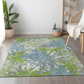 Piper Looms Mayfield Tropical AMF77 Green Machine Washable Area Rug Lifestyle Image Feature