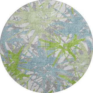 Piper Looms Mayfield Tropical AMF77 Green Machine Washable Area Rug Round Main Image