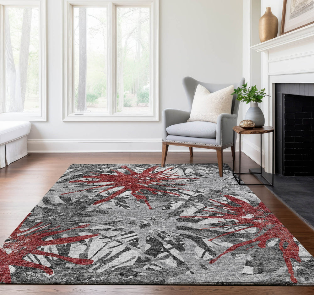 Piper Looms Mayfield Tropical AMF77 Red Machine Washable Area Rug Lifestyle Image Feature