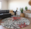 Piper Looms Mayfield Tropical AMF77 Red Machine Washable Area Rug Round Lifestyle Image Feature