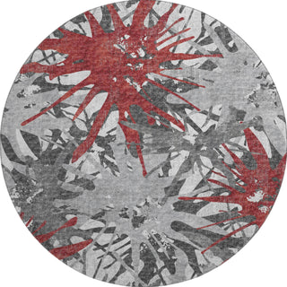 Piper Looms Mayfield Tropical AMF77 Red Machine Washable Area Rug Round Main Image