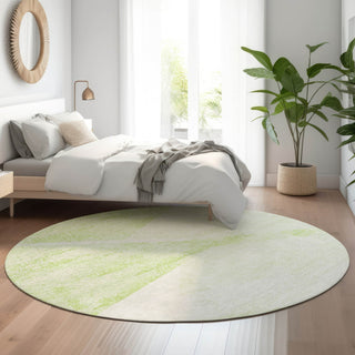 Piper Looms Mayfield Modern AMF770 Aloe Machine Washable Area Rug Round Lifestyle Image Feature