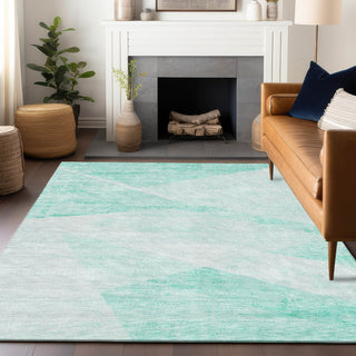Piper Looms Mayfield Modern AMF770 Aqua Machine Washable Area Rug Lifestyle Image Feature