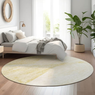 Piper Looms Mayfield Modern AMF770 Gold Machine Washable Area Rug Round Lifestyle Image Feature