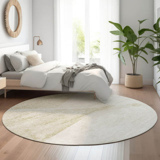Piper Looms Mayfield Modern AMF770 Khaki Machine Washable Area Rug Round Lifestyle Image Feature