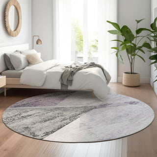 Piper Looms Mayfield Modern AMF770 Purple Machine Washable Area Rug Round Lifestyle Image Feature