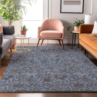 Piper Looms Mayfield Floral AMF771 Blue Machine Washable Area Rug Lifestyle Image Feature