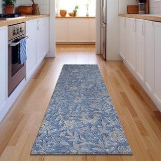 Piper Looms Mayfield Floral AMF771 Denim Machine Washable Area Rug Runner Lifestyle Image Feature
