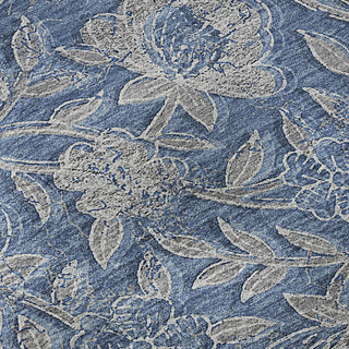 Piper Looms Mayfield Floral AMF771 Denim Machine Washable Area Rug Swatch Image