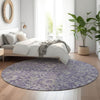 Piper Looms Mayfield Floral AMF771 Eggplant Machine Washable Area Rug Round Lifestyle Image Feature