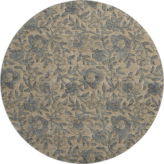 Piper Looms Mayfield Floral AMF771 Khaki Machine Washable Area Rug Round Main Image
