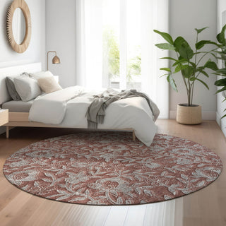 Piper Looms Mayfield Floral AMF771 Paprika Machine Washable Area Rug Round Lifestyle Image Feature