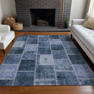 Piper Looms Mayfield Patchwork AMF772 Blue Machine Washable Area Rug Lifestyle Image Feature