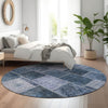 Piper Looms Mayfield Patchwork AMF772 Blue Machine Washable Area Rug Round Lifestyle Image Feature