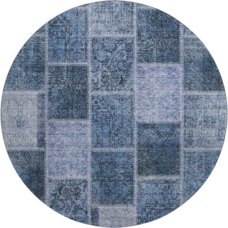 Piper Looms Mayfield Patchwork AMF772 Blue Machine Washable Area Rug Round Main Image