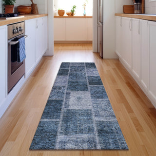 Piper Looms Mayfield Patchwork AMF772 Blue Machine Washable Area Rug Runner Lifestyle Image Feature