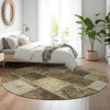 Piper Looms Mayfield Patchwork AMF772 Brown Machine Washable Area Rug Round Lifestyle Image Feature