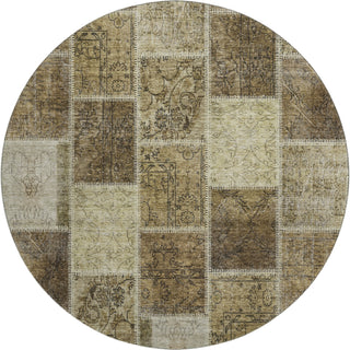 Piper Looms Mayfield Patchwork AMF772 Brown Machine Washable Area Rug Round Main Image