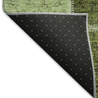 Piper Looms Mayfield Patchwork AMF772 Olive Machine Washable Area Rug Backing Image