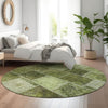 Piper Looms Mayfield Patchwork AMF772 Olive Machine Washable Area Rug Round Lifestyle Image Feature
