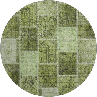 Piper Looms Mayfield Patchwork AMF772 Olive Machine Washable Area Rug Round Main Image