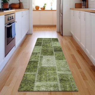 Piper Looms Mayfield Patchwork AMF772 Olive Machine Washable Area Rug Runner Lifestyle Image Feature