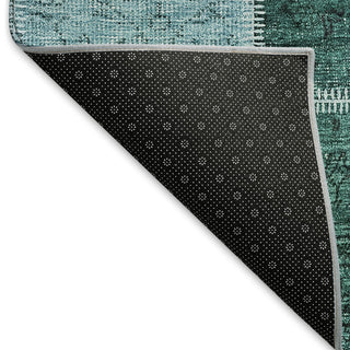 Piper Looms Mayfield Patchwork AMF772 Teal Machine Washable Area Rug Backing Image