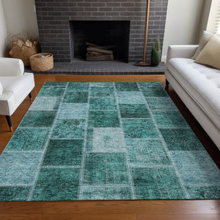 Piper Looms Mayfield Patchwork AMF772 Teal Machine Washable Area Rug Lifestyle Image Feature