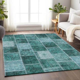 Piper Looms Mayfield Patchwork AMF772 Teal Machine Washable Area Rug Lifestyle Image Feature