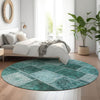 Piper Looms Mayfield Patchwork AMF772 Teal Machine Washable Area Rug Round Lifestyle Image Feature