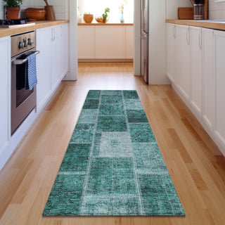 Piper Looms Mayfield Patchwork AMF772 Teal Machine Washable Area Rug Runner Lifestyle Image Feature