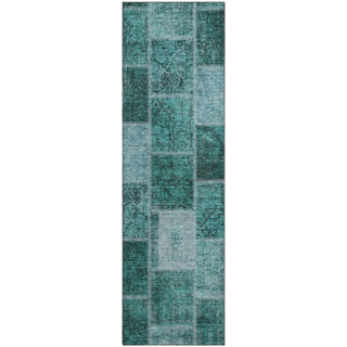 Piper Looms Mayfield Patchwork AMF772 Teal Machine Washable Area Rug Runner Main Image