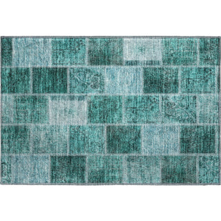 Piper Looms Mayfield Patchwork AMF772 Teal Machine Washable Area Rug Scatter Main Image