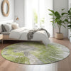 Piper Looms Mayfield Abstract AMF773 Aloe Machine Washable Area Rug Round Lifestyle Image Feature