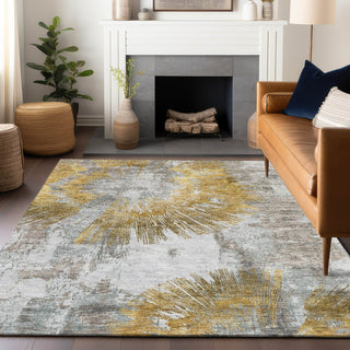 Piper Looms Mayfield Abstract AMF773 Gold Machine Washable Area Rug Lifestyle Image Feature