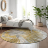 Piper Looms Mayfield Abstract AMF773 Gold Machine Washable Area Rug Round Lifestyle Image Feature