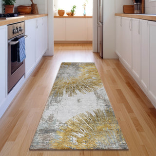 Piper Looms Mayfield Abstract AMF773 Gold Machine Washable Area Rug Runner Lifestyle Image Feature