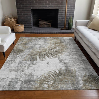 Piper Looms Mayfield Abstract AMF773 Taupe Machine Washable Area Rug Lifestyle Image Feature