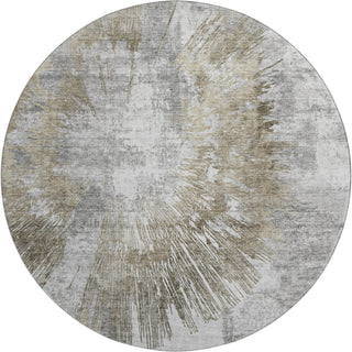 Piper Looms Mayfield Abstract AMF773 Taupe Machine Washable Area Rug Round Main Image