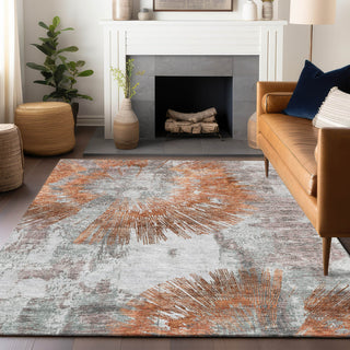 Piper Looms Mayfield Abstract AMF773 Terracotta Machine Washable Area Rug Lifestyle Image Feature