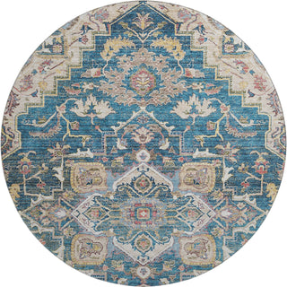 Piper Looms Mayfield Traditional AMF774 Blue Machine Washable Area Rug Round Main Image